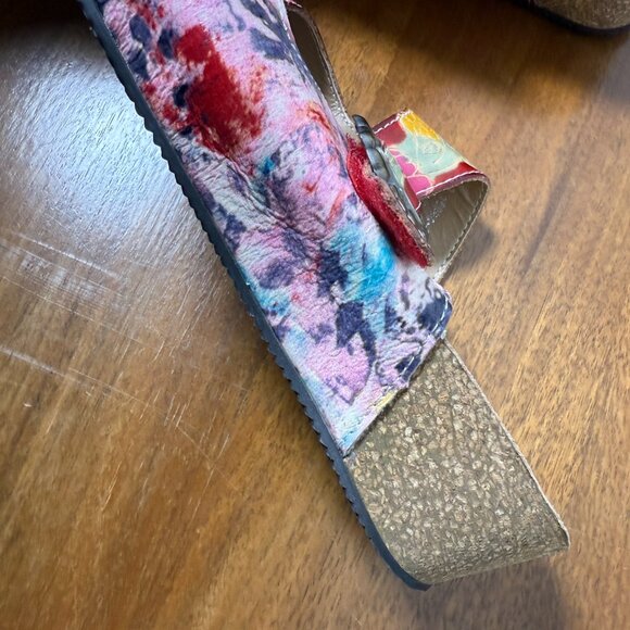 L'ARTISTE COLORFUL LEATHER WEDGE HEEL SANDALS (sz 39) NWOT - Picture 3 of 7